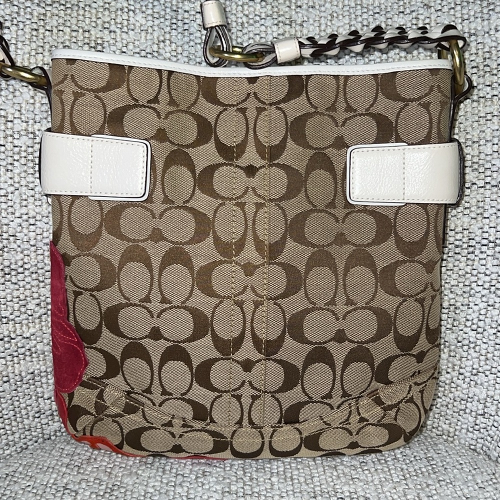 Vintage Coach POPPY LIMITED EDITION RARE FORAL Jacquard & leather bag #6123 - Picture 7 of 12